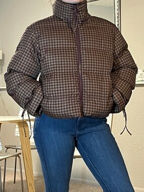 wild fable Brown Check Puffer Jacket